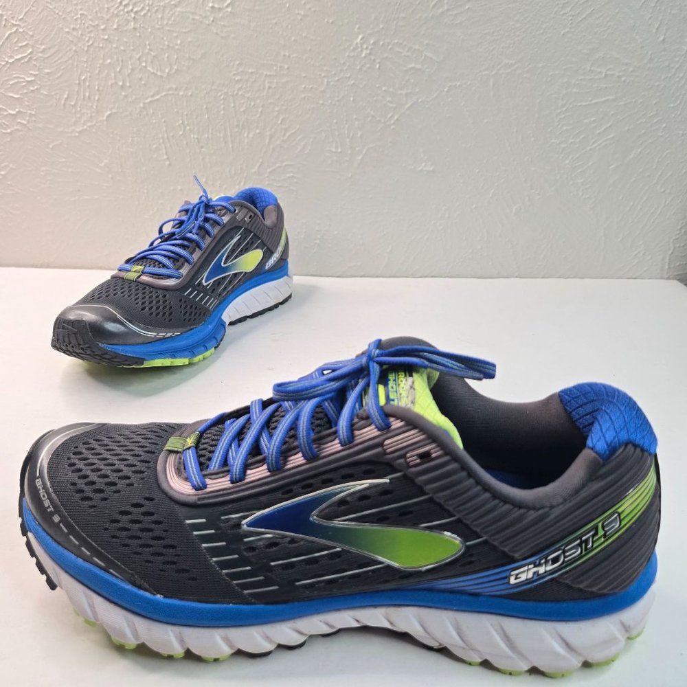 Brooks Men's Ghost 9 Running Shoe Mens 10.5 Blue Mesh Athletic Low Top Sneaker